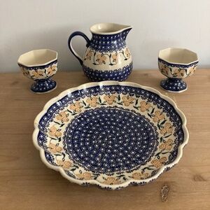 Manufaktura w Bolesławcu Polish Handmade Pottery Set of 4 Serveware